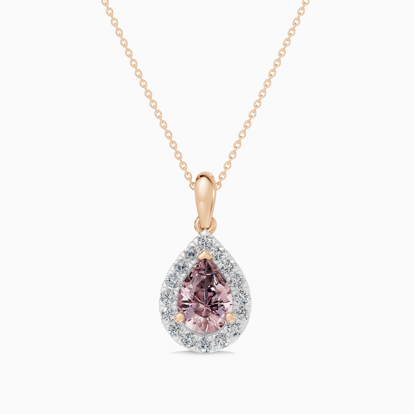 Pear Peach Stone Diamond Necklace in 18K Gold Pear Peach Stone Diamond Necklace in 18K Gold