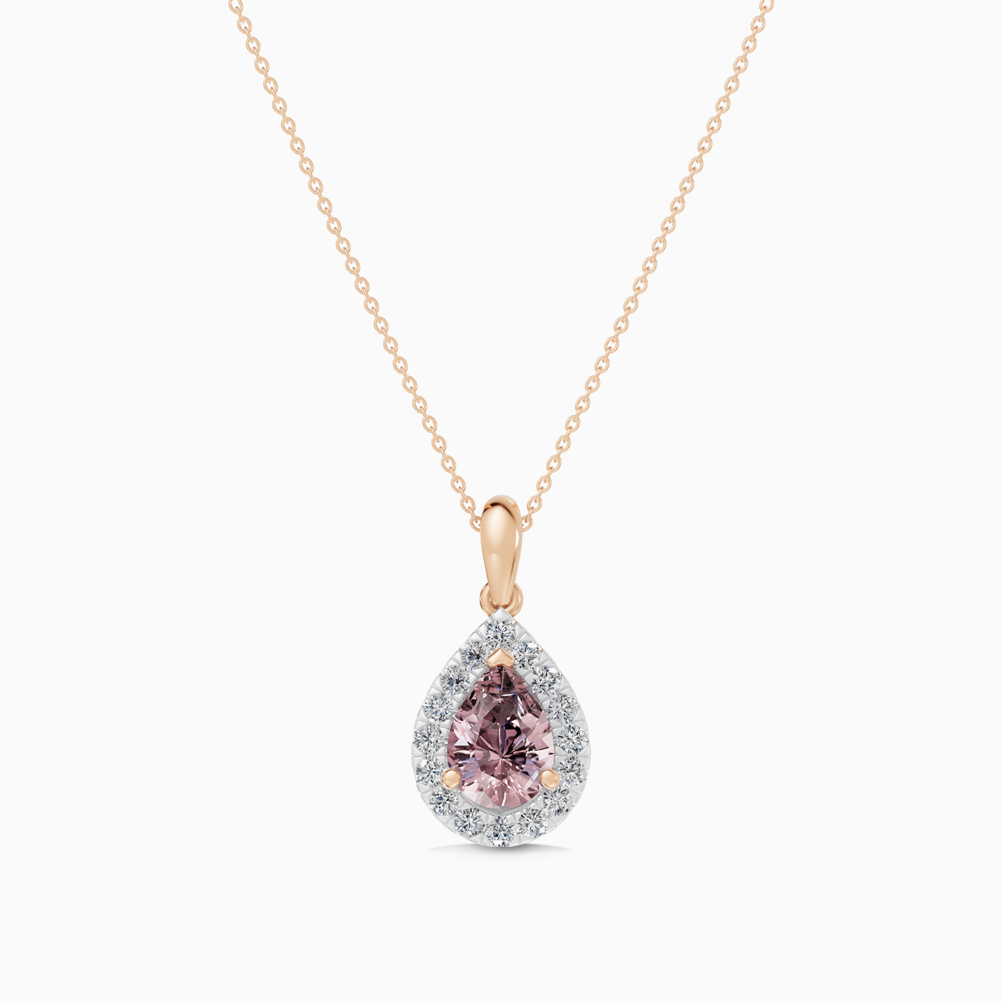 Pear Peach Stone Diamond Necklace in 18K Gold - 4 Pear Peach Stone Diamond Necklace in 18K Gold - 4