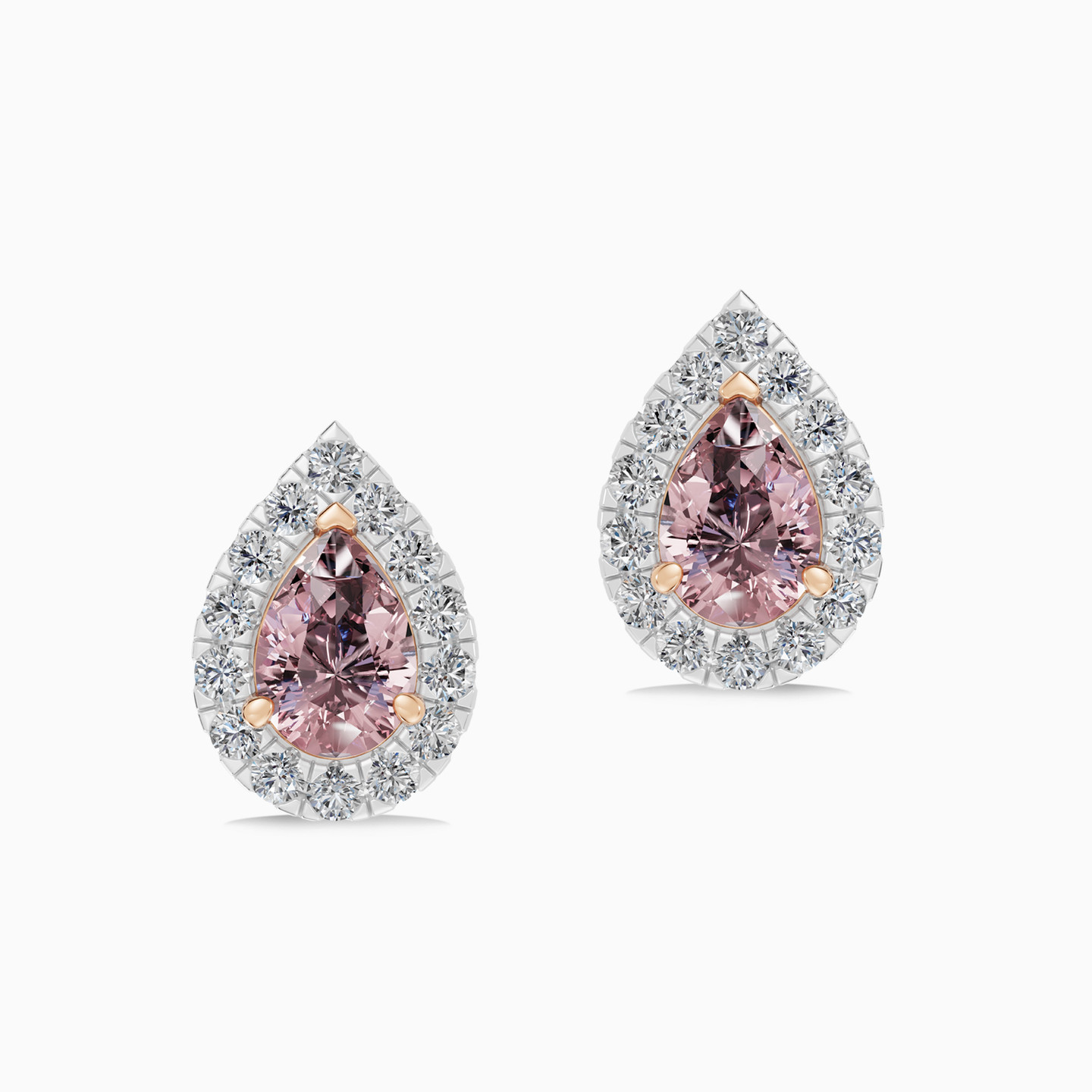 Pear Peach Stone Diamond Stud Earrings in 18K Gold - 3 Pear Peach Stone Diamond Stud Earrings in 18K Gold - 3