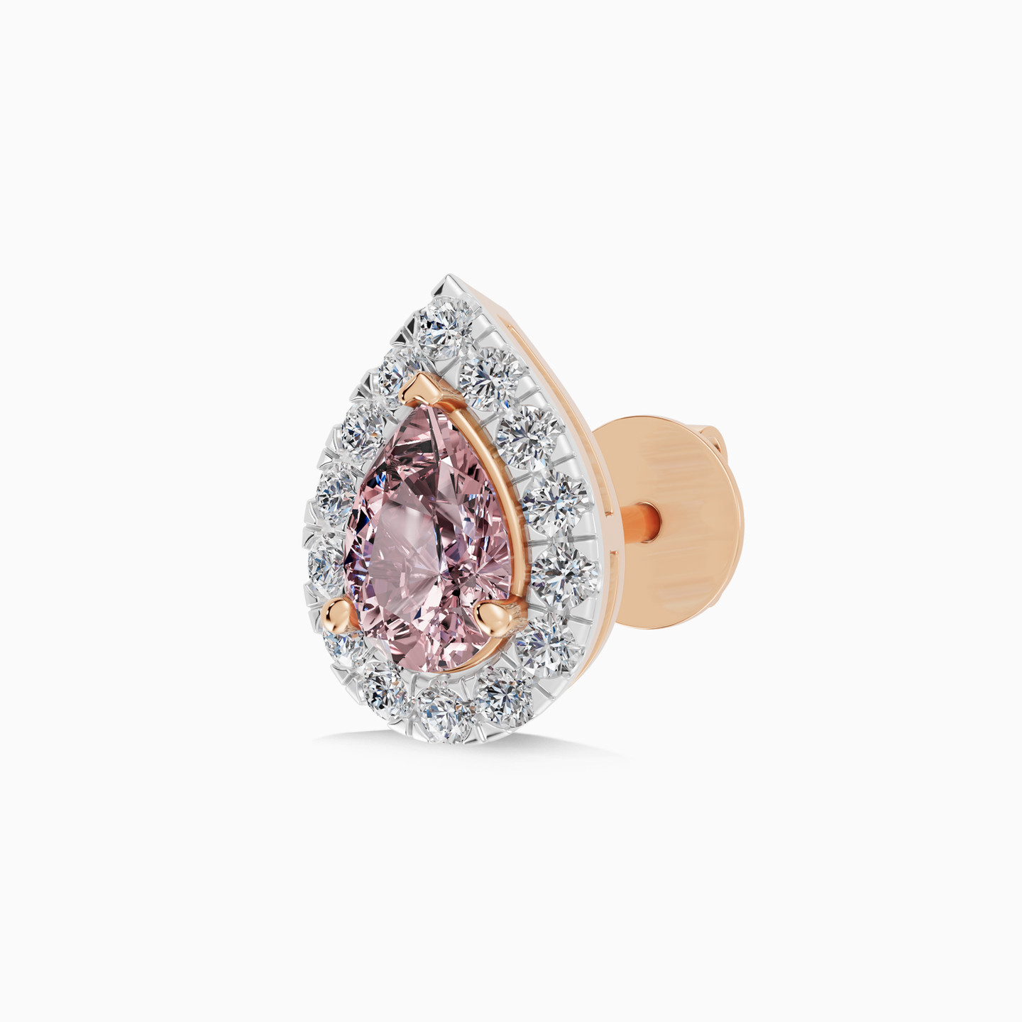 Pear Peach Stone Diamond Stud Earrings in 18K Gold - 4 Pear Peach Stone Diamond Stud Earrings in 18K Gold - 4