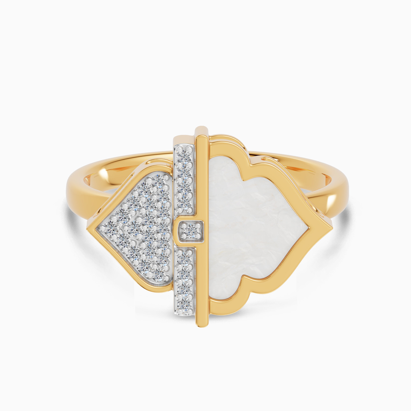 Ramadan Triangle & Arch Pearl Diamond Ring 18K Gold Ramadan Triangle & Arch Pearl Diamond Ring 18K Gold