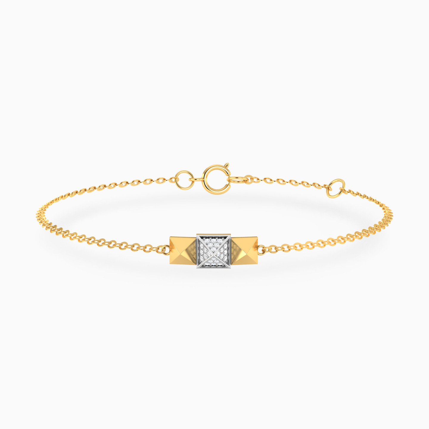 Three Pyramids Diamond Chain Bracelet 18K Gold Three Pyramids Diamond Chain Bracelet 18K Gold