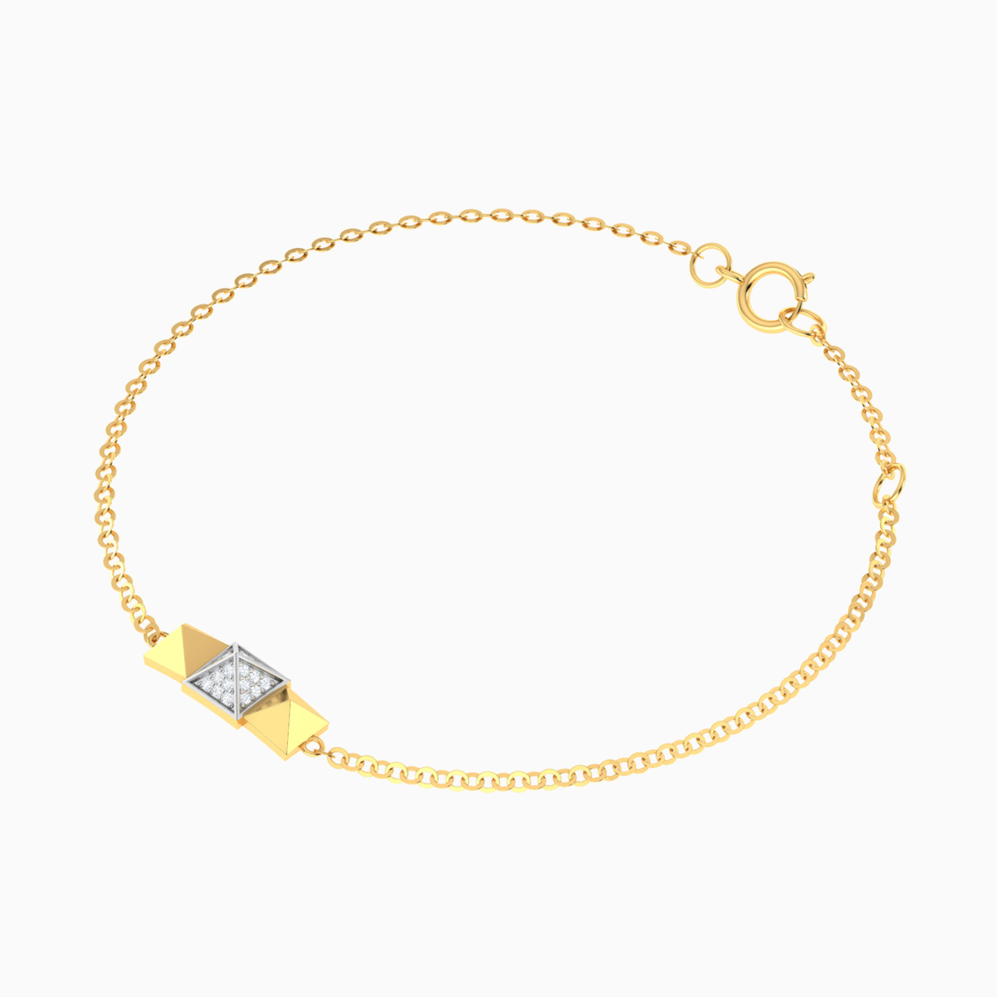Three Pyramids Diamond Chain Bracelet 18K Gold - 3 Three Pyramids Diamond Chain Bracelet 18K Gold - 3