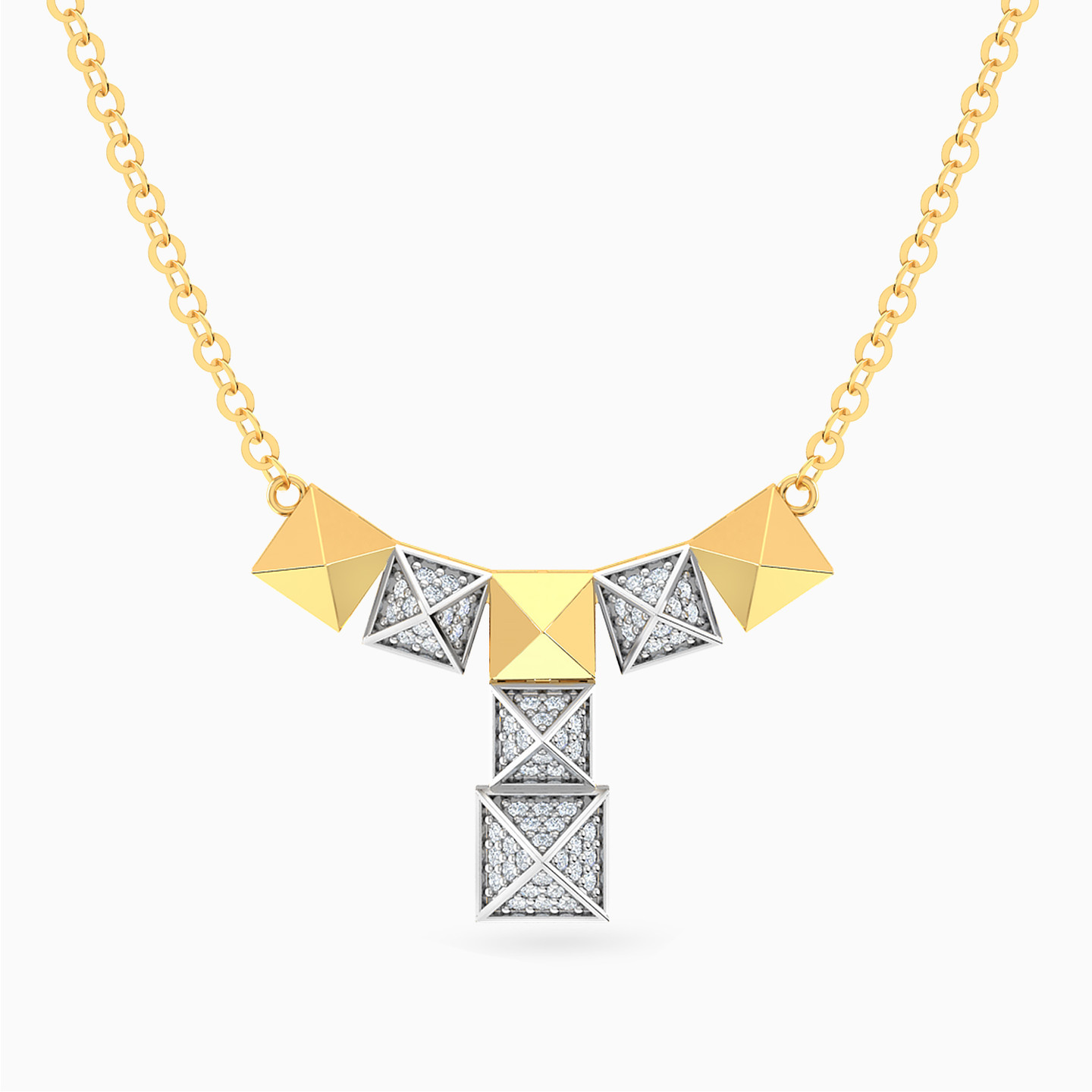 Polished Pyramids Diamond Lariat Necklace in 18K Gold Polished Pyramids Diamond Lariat Necklace in 18K Gold
