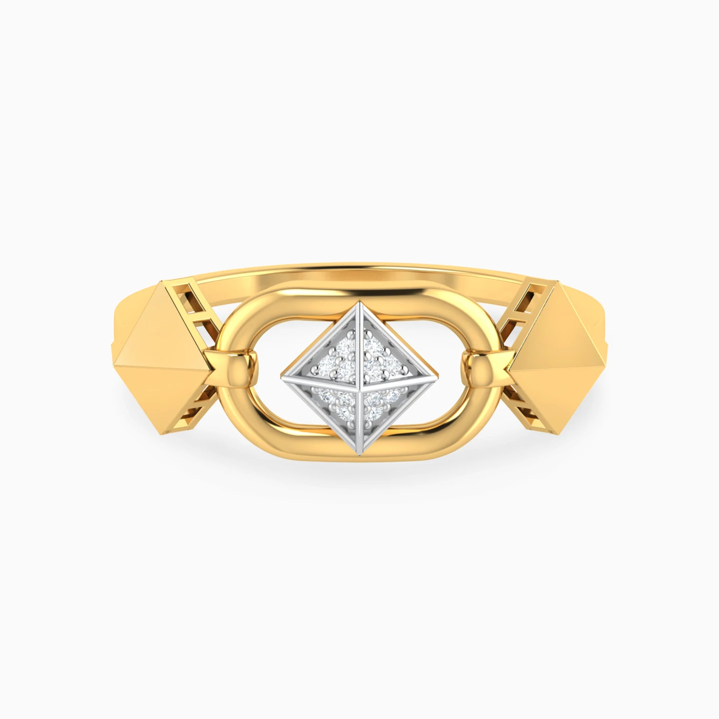 Pyramid & Oval Link Diamond Ring 18K Gold Pyramid & Oval Link Diamond Ring 18K Gold