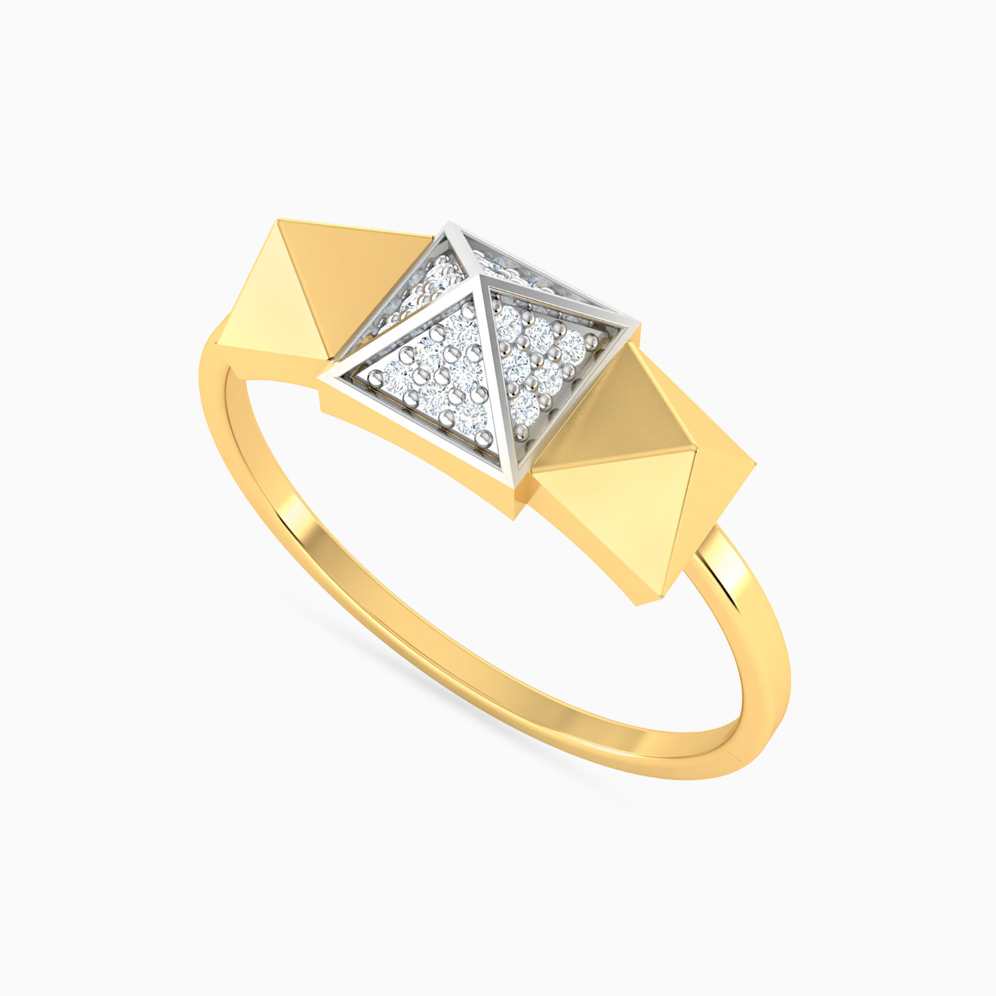 Three Pyramids Diamond Ring 18K Gold - 3 Three Pyramids Diamond Ring 18K Gold - 3