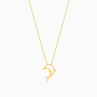 Dolphin Cubic Zirconia Necklace in 18K Gold | L'azurde KSA