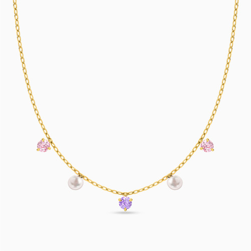 MLN32 - Round Pearls & Colored Stones Choker Necklace in 18K Gold - 21046030131-1.jpg