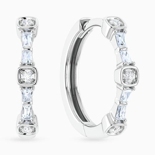 LDE1011 - Square Bezel Settings Diamond Hoop Earrings in 18K Gold - HP403295W18DI1-1.webp