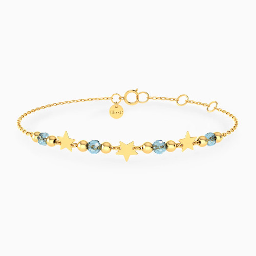 MLB934 - Stars & Beads Blue Stones Chain Bracelet in 18K Gold - 21047020031-1.webp