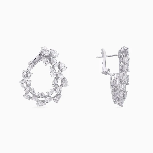 LDE1031 - Leaves Pear Cut Diamond Hoop Earrings in 18K Gold - GME00591-1.webp