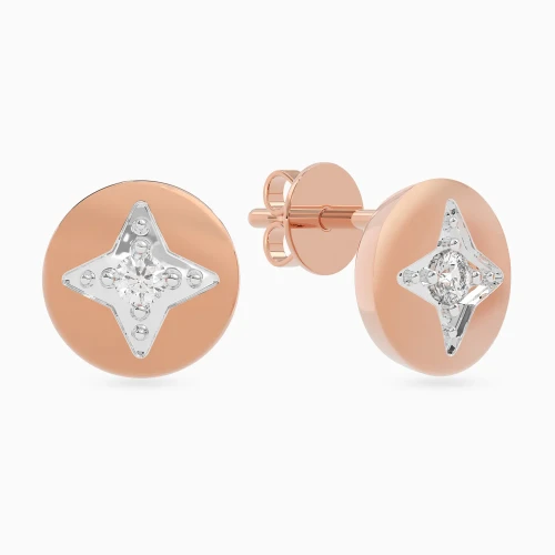 LDE1042 - Star & Round Diamond Stud Earrings in 18K Gold - SAE03078-1.webp