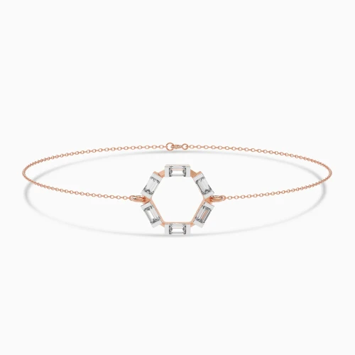 LDB848 - Hexagon & Baguette Diamond Chain Bracelet in 18K Gold - SAB05039-1.webp