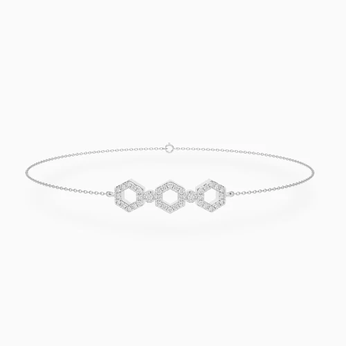LDB847 - Three Hexagons Diamond Chain Bracelet in 18K Gold - SAB04984-1.webp
