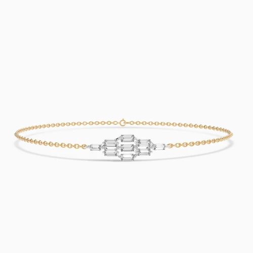 LDB849 - Geomtric Cluster & Baguette Diamond Chain Bracelet in 18K Gold - SAB05049-1.webp