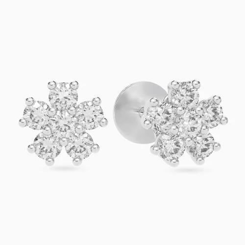 LDE1043 - Floral Cluster Diamond Stud Earrings in 18K Gold - SAE04168-1.webp