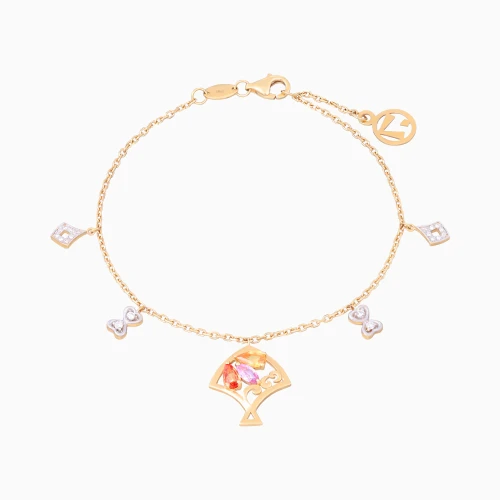 LDB855 - Fan & Bow Diamond Chain Bracelet in 18K Gold - LZ0016B-1.webp