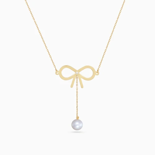 LDN2749 - Open Bow Pearl & Diamond Necklace in 18K Gold - LNE00272-1.webp