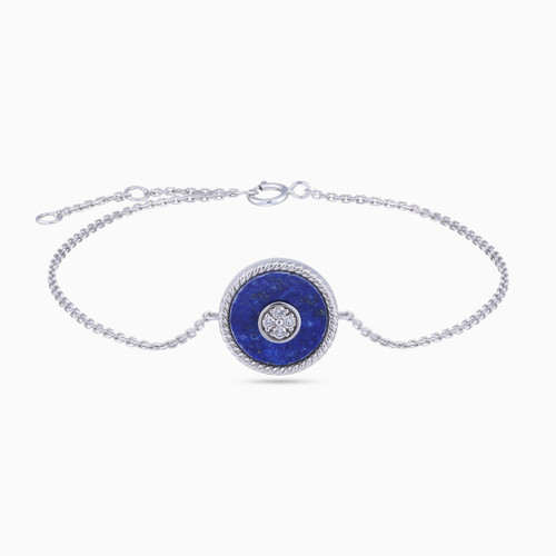 LDB858 - Circular Halo Blue Stone Diamond Chain Bracelet in 18K Gold - BR93007-LAP-1 .jpg