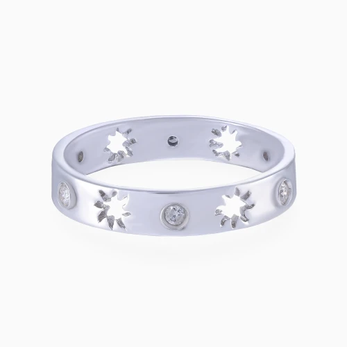 LDR4168 - Open Stars & Bezel Set Diamond Ring in 18K Gold - 41188-1.webp