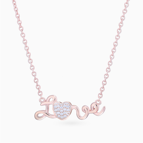 WN467 - (Love) Word Cubic Zirconia Necklace in Rose Gold Plating - NE100-1.jpg