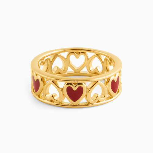 WR122 - Heart Red Stone Gold Plated Band Ring - 293202052-1.jpg