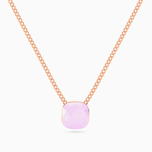 WN550 -  Pale Pink Stone Gold Plated Chain Necklace - 167051800103452-1.jpg