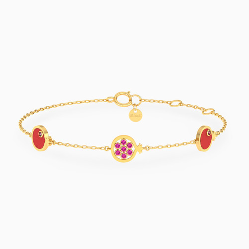 MLB343 - Pomegranate Red Stone Chain Bracelet in 18K Gold - 21047110234-1.jpg