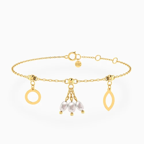 MLB996 - Eye Motif & Round Link Pearl Chain Bracelet in 18K Gold - 21047140301-1.webp