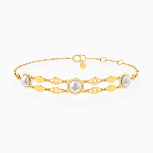 MLB990 - Eye Motifs Pearl Double Chain Bracelet in 18K Gold - 21047140295-1.webp