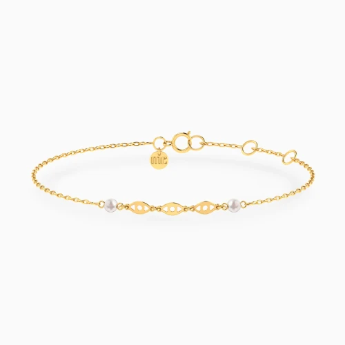MLB994 - Eye Motifs Pearl Chain Bracelet in 18K Gold - 21047140299-1.webp