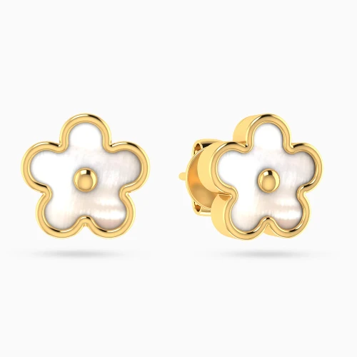MLE590 - Kids Five Petals Flower Pearl Stud Earrings in 18K Gold - 20051110127-1.webp