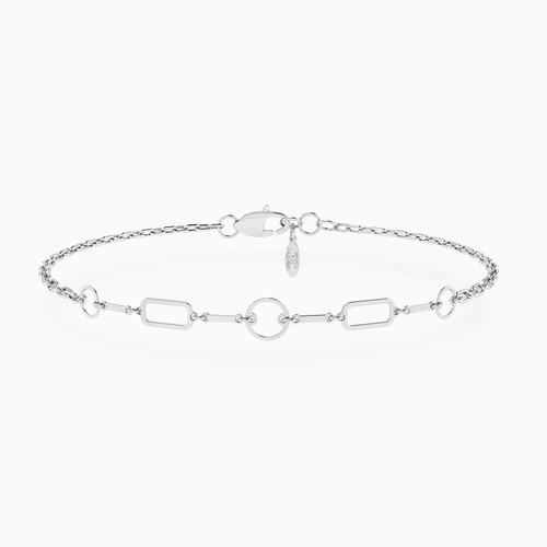 WB413 -  Rectangluar & Round Links Chain Bracelet in Silver - 167101400161200-1.jpg