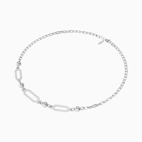 WB399 -  Paperclip Links & Beaded Chain Bracelet in Silver - 167101400061200-3.jpg