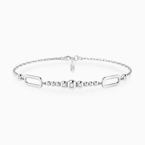 WB404 -  Paperclip & Beads Chain Bracelet in Silver - 167101300101200-1.jpg