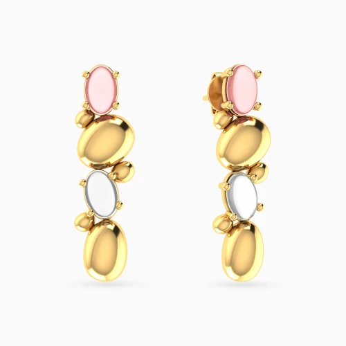 WE400 - Oval Discs & Colored Stones Drop Earrings in Yellow Gold Plating - 167031100342001-1.webp