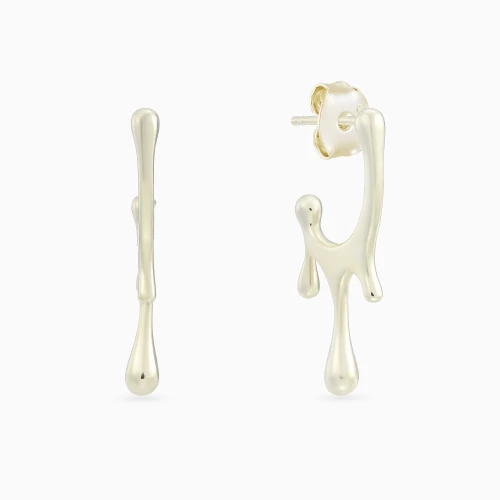 WE437 - Dripping Detailed Drop Earrings in Yellow Gold Plated - GE03086A-1.webp