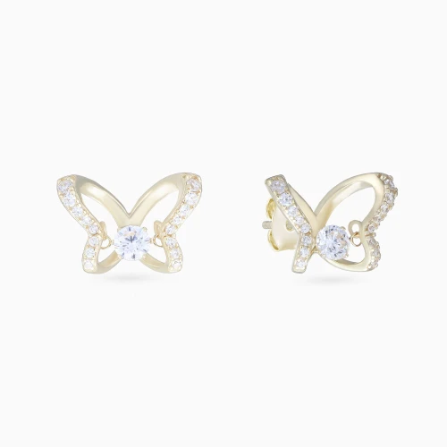 WE426 - Open Butterfly Cubic Zirconia Stud Earrings in Yellow Gold Plating - GE15165A-1.webp