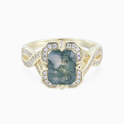WR505 - Curves & Rectangular Cloudy Grey Stone Ring in Yellow Gold Plating - GR15153A-1.webp