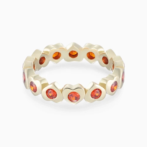 WR502 - Heart Settings Red Stones Ring in Yellow Gold Plating - GR14986A-1.webp