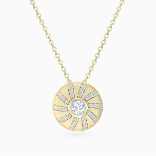 WN653 - Round Colored Stone Gold Plated Necklace - GP15215A-1.jpg