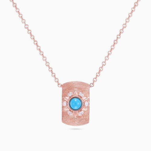 WN654 - Blue Colored Stone Rose Gold Plated Necklace - GN15244A-1.jpg