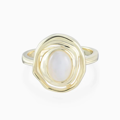 WR506 - Spiral & Oval Pearl Ring in Yellow Gold Plating - GR14933A-1.webp