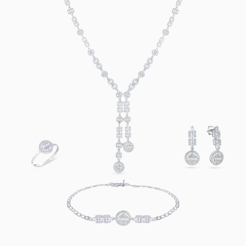 LGS472 - Round & Rectangular Links Cubic Zirconia Set in 18K Gold (4 Pieces) - 21001790783-1.jpg