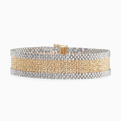 LGB842 - Two Tone Multi Row Textured Bracelet in 21K Gold - 12010900014-1.jpg