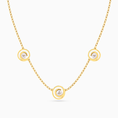 LIN887 - Round Pearl Chain Necklace in 18K Gold - 111406180060-1.jpg