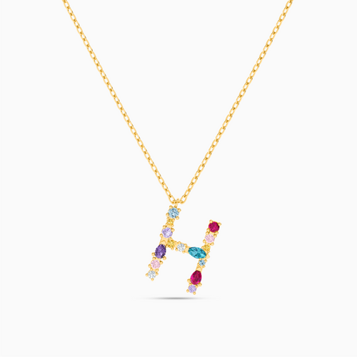 LIN893 - Letter H Colored Stones Necklace in 18K Gold - 111404130351-1.1.png