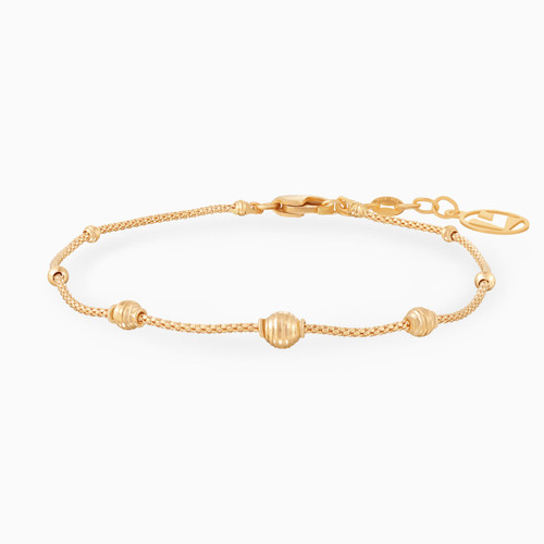 LGB877 - Spaced Textured Beads Chain Bracelet in 18K Gold - 22010020414-1.jpg