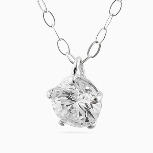 LIN742 - Round Cubic Zirconia Necklace in 18K Gold - 111401200056-1.jpg