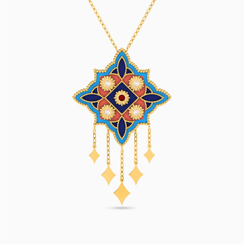 LIN37 - Arabesque Colored Stones Necklace in 18K Gold - 111405180230-1.jpg